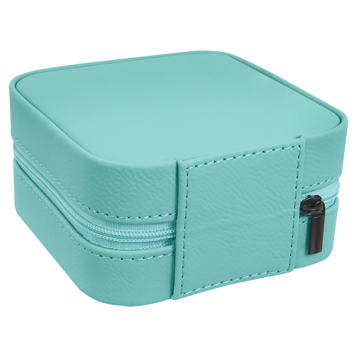 Birth Month Flower & Custom Name Teal Travel Jewelry Box