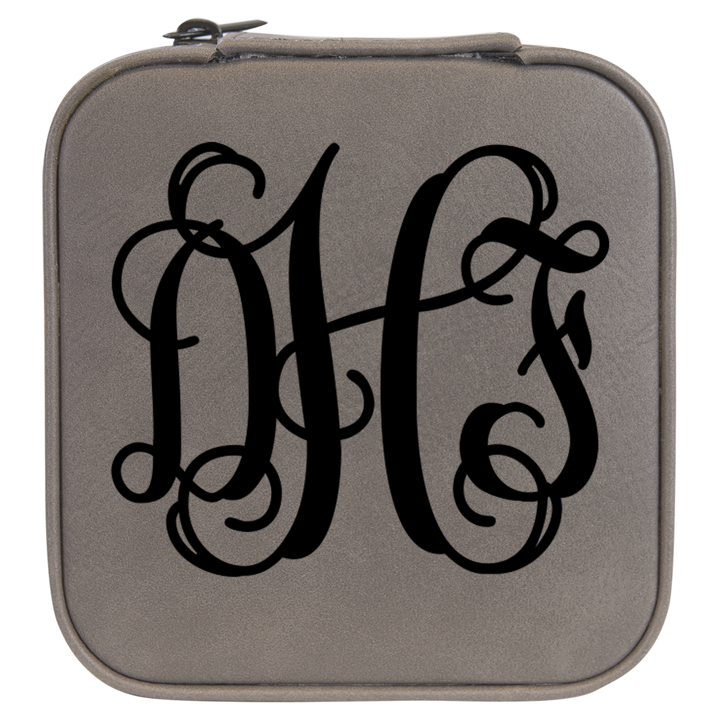 Monogramed Travel Jewelry Box - Grey