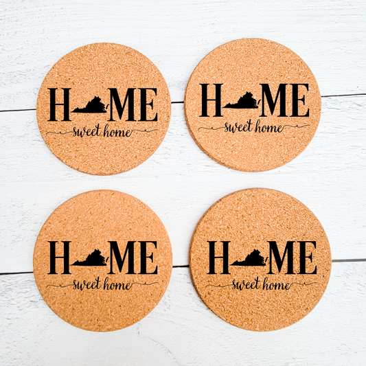 Home Sweet Home - Virginia - Cork Coaster Set of 4