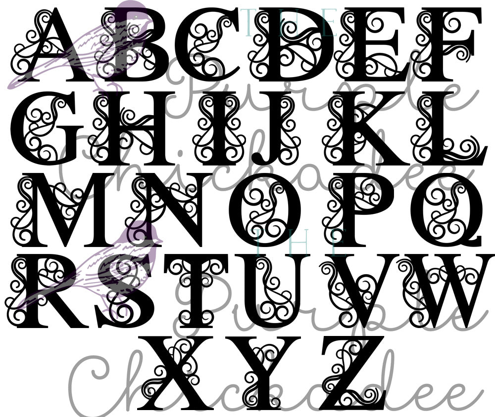 Monogram Swirl Wooden Letter Wall Art