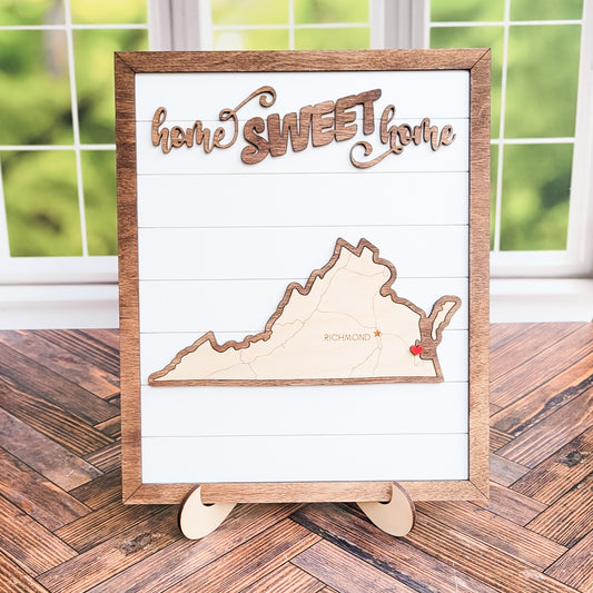 Home Sweet Home Framed Art - Choose Your State & Heart