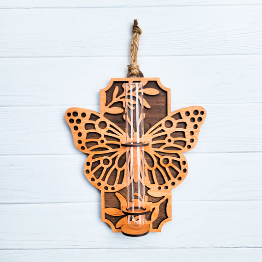 Stained Butterfly Single Propagation Tube Wall Hanging