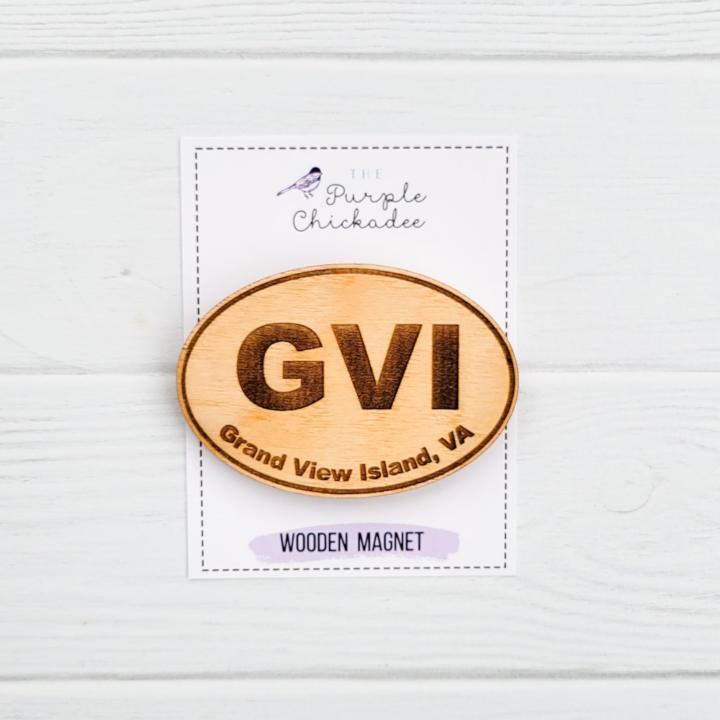Grand View Island, VA Oval Wooden Magnet