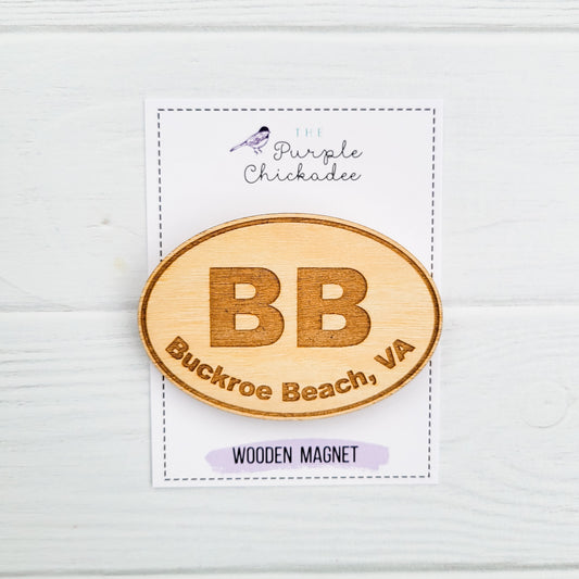 Buckroe Beach, VA Oval Wooden Magnet