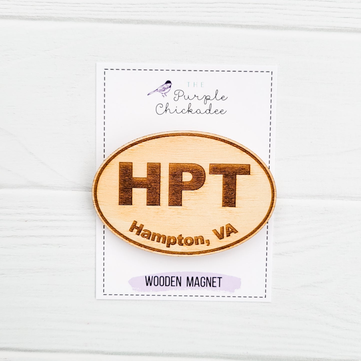 Hampton, VA Oval Wooden Magnet