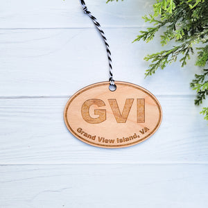 Grand View Island Virginia Oval Wooden Ornament