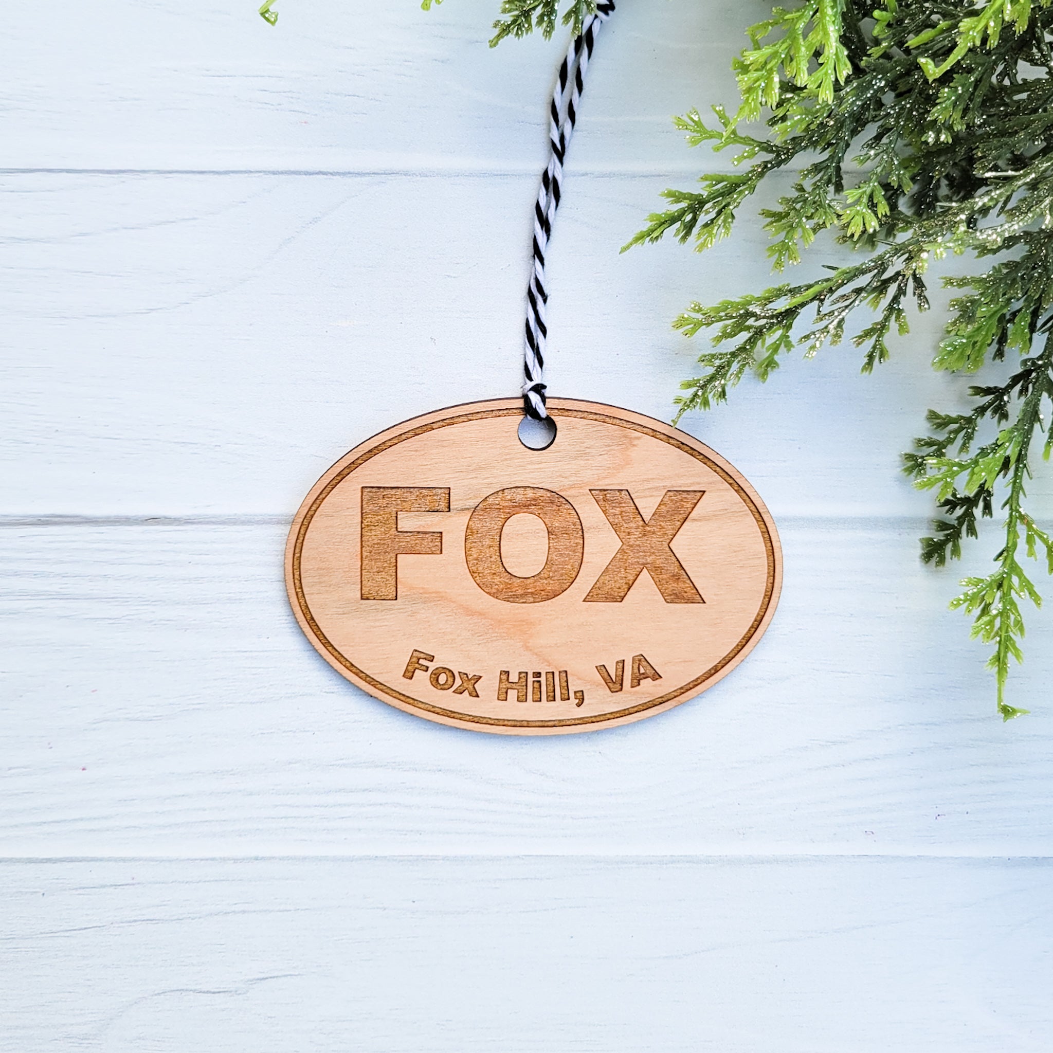 Fox Hill Virginia Oval Wooden Ornament