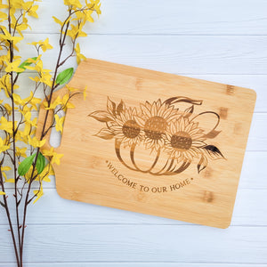Sunflower Pumpkin Welcome Engraved Cutting Board