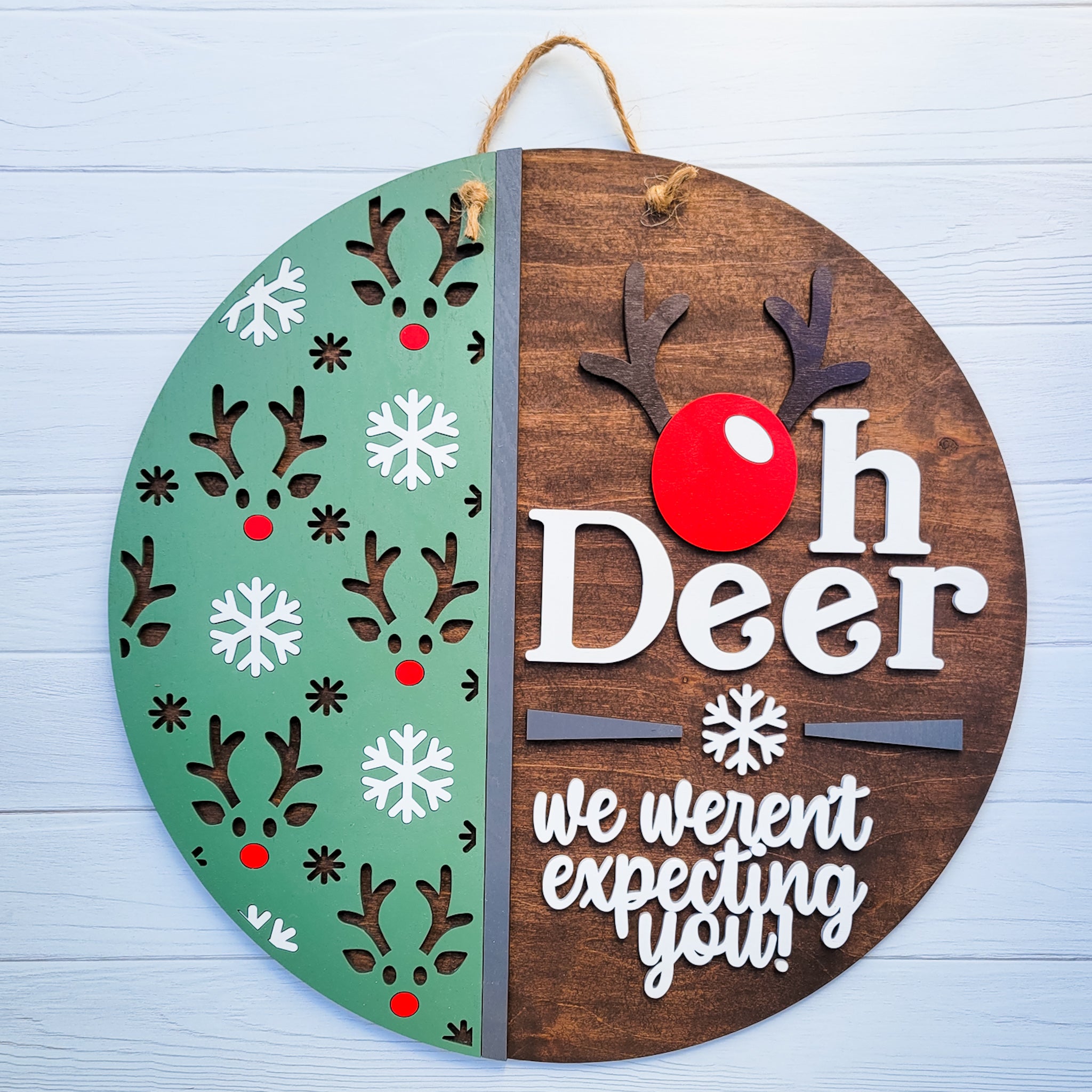 Oh Deer! We Were't Expecting You 16" Wooden Door Hanger
