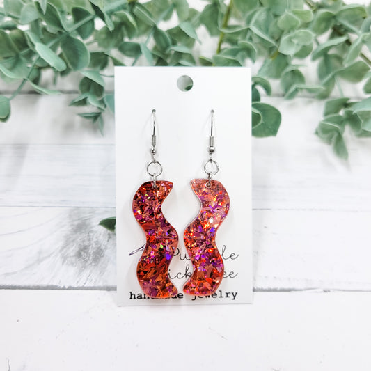 Valentine's Confetti Wavy Bar Dangle Earrings