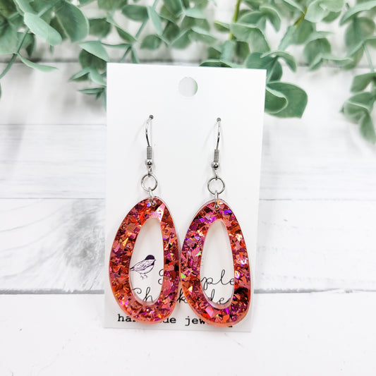Valentine's Confetti Abstract Oval Dangle Earrings