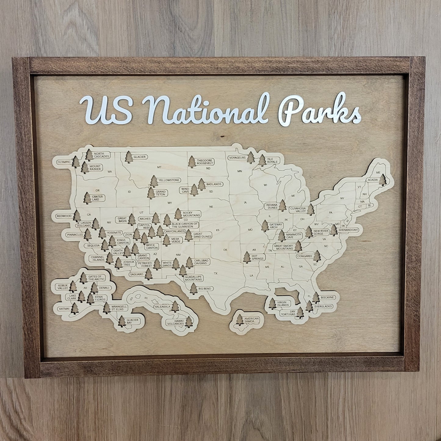 US National Parks Tracker Map - 16x20