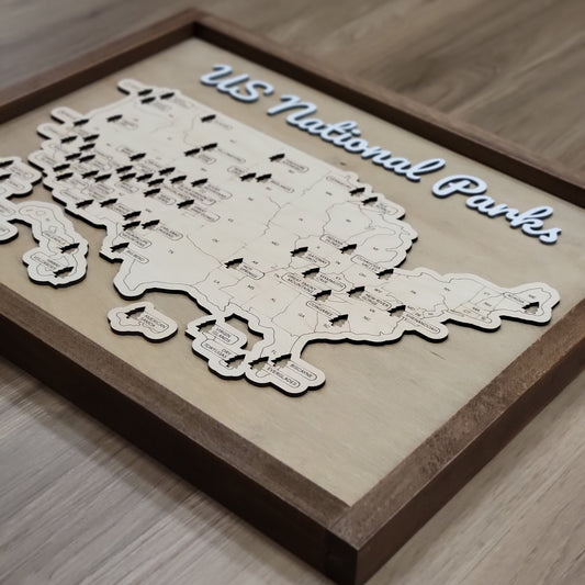 US National Parks Tracker Map - 16x20
