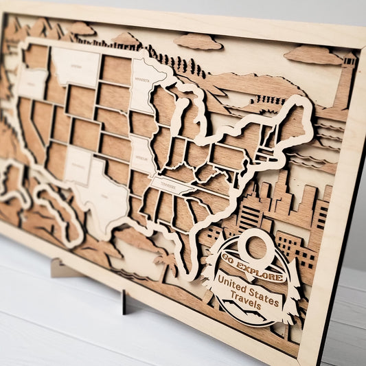 United States Travels Tracker Map - 18x11