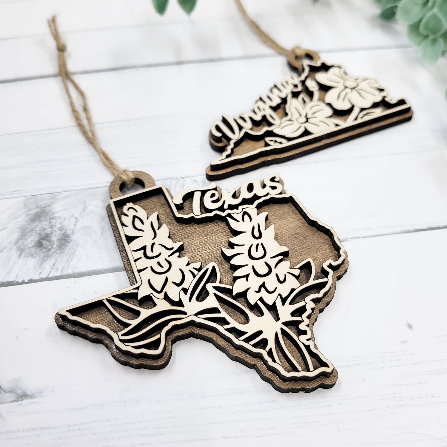 State Flowers Wooden Ornament - Choose Your State