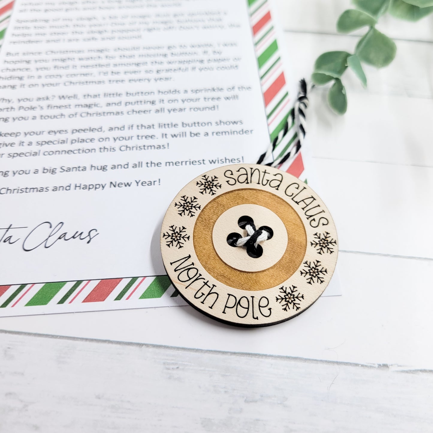 Santa’s Magic Button – Christmas Keepsake Ornament with Letter from Santa