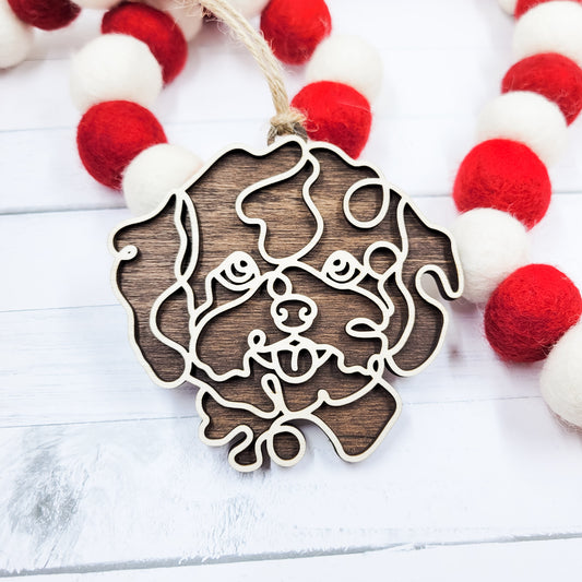 Bichon Frise Line Art Wooden Ornament