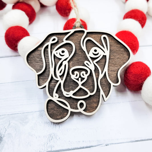 Brittany Spaniel Line Art Wooden Ornament