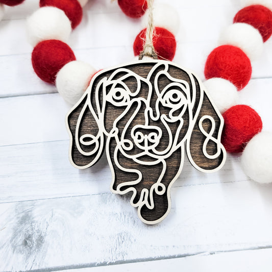 Dachshund Line Art Wooden Ornament