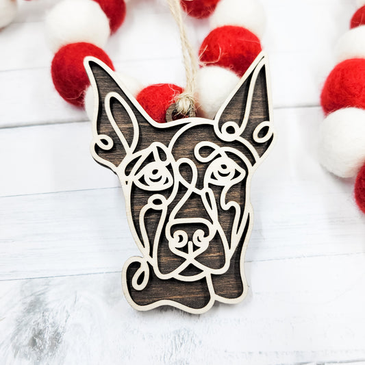 Doberman Line Art Wooden Ornament