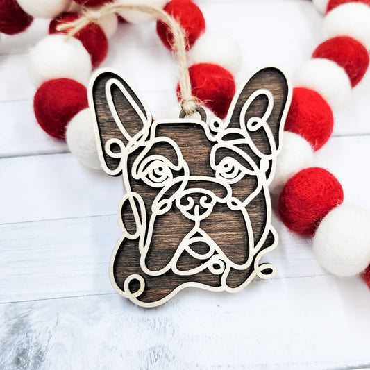 French Bulldog Line Art Wooden Ornament