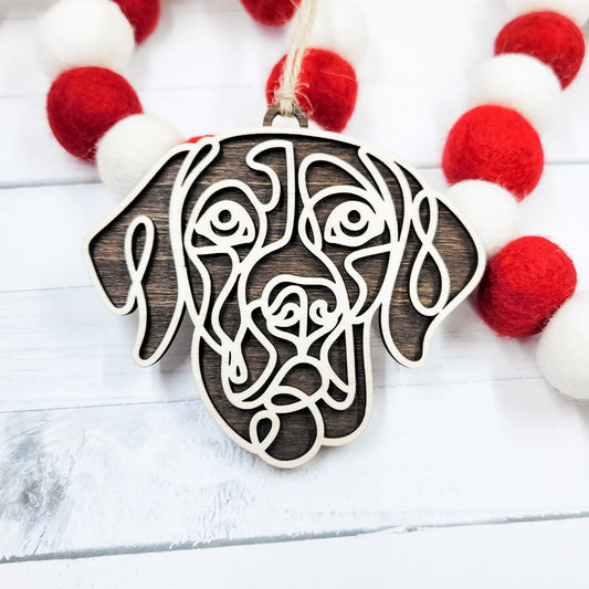 German Shorthair Pointer Line Art Wooden Ornament