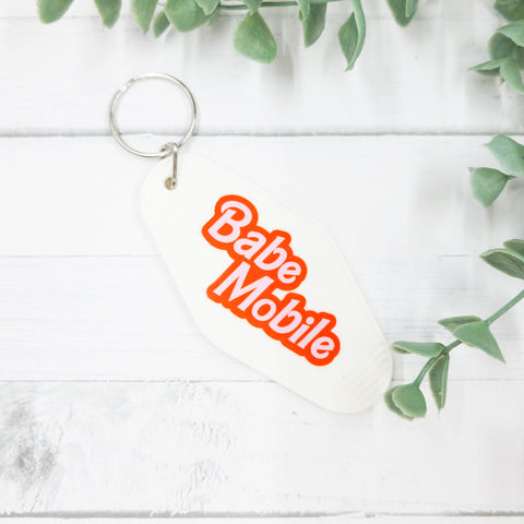 Babe Mobile White Hotel Style Keychain