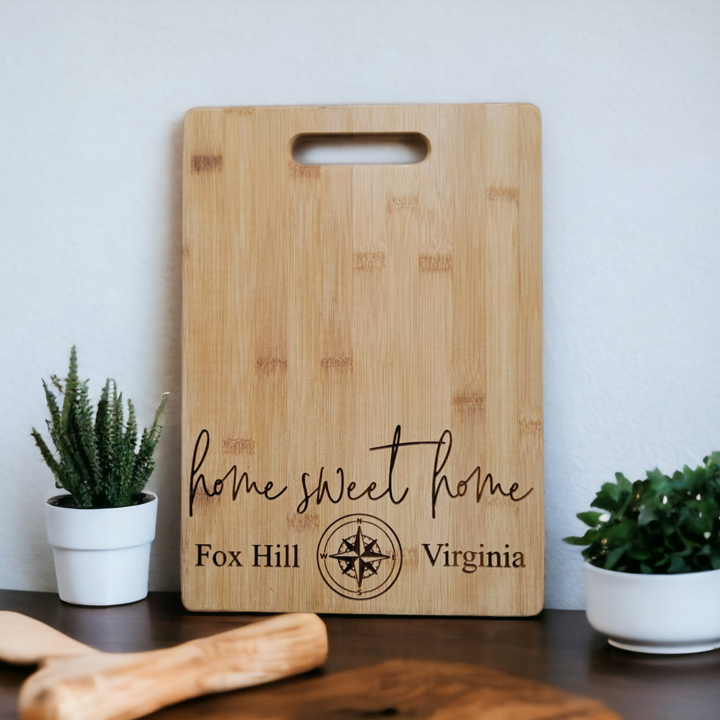 Customized Home Sweet Home Engraved Cutting Board - 13 3/4" x 9 3/4"