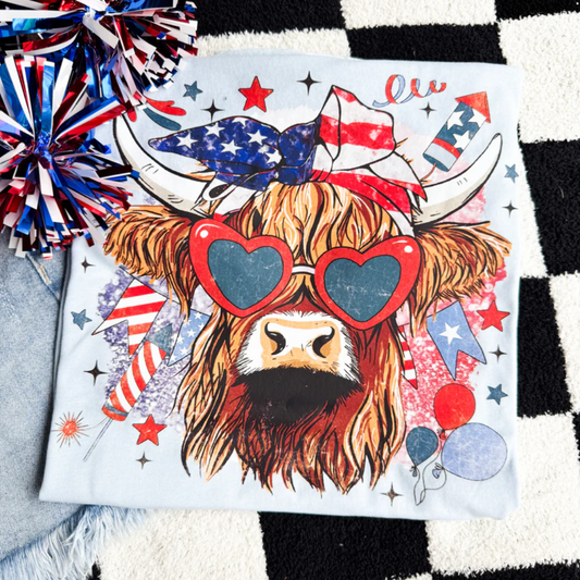USA Highland Cow Graphic Tee