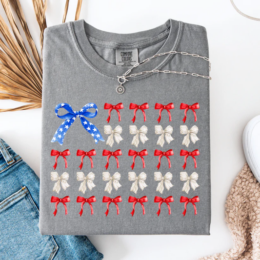 Red, White, and Blue Bow Flag Graphic Tee