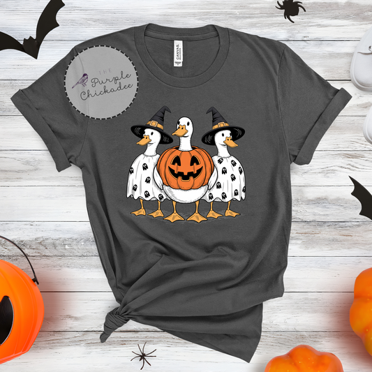 Halloween Geese Graphic Tee - Fall Spooky Season Shirt