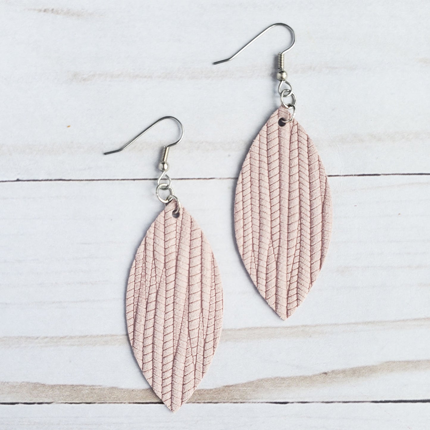 Light Pink Palm Leather Petal Earrings