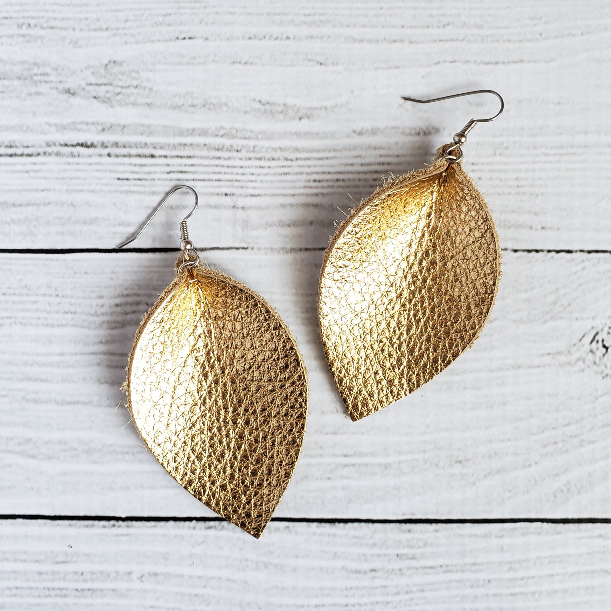 Metallic Gold Leaf Earrings