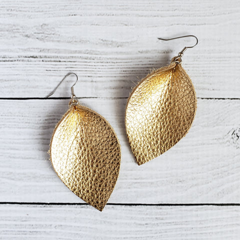 Metallic Gold Leaf Earrings