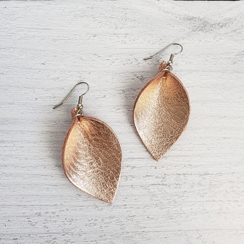 Mini Rose Gold Leaf Earrings