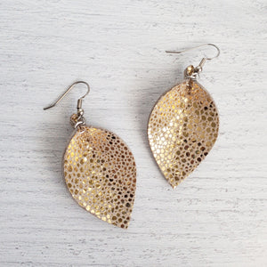 Mini Gold Stingray Leaf Earrings