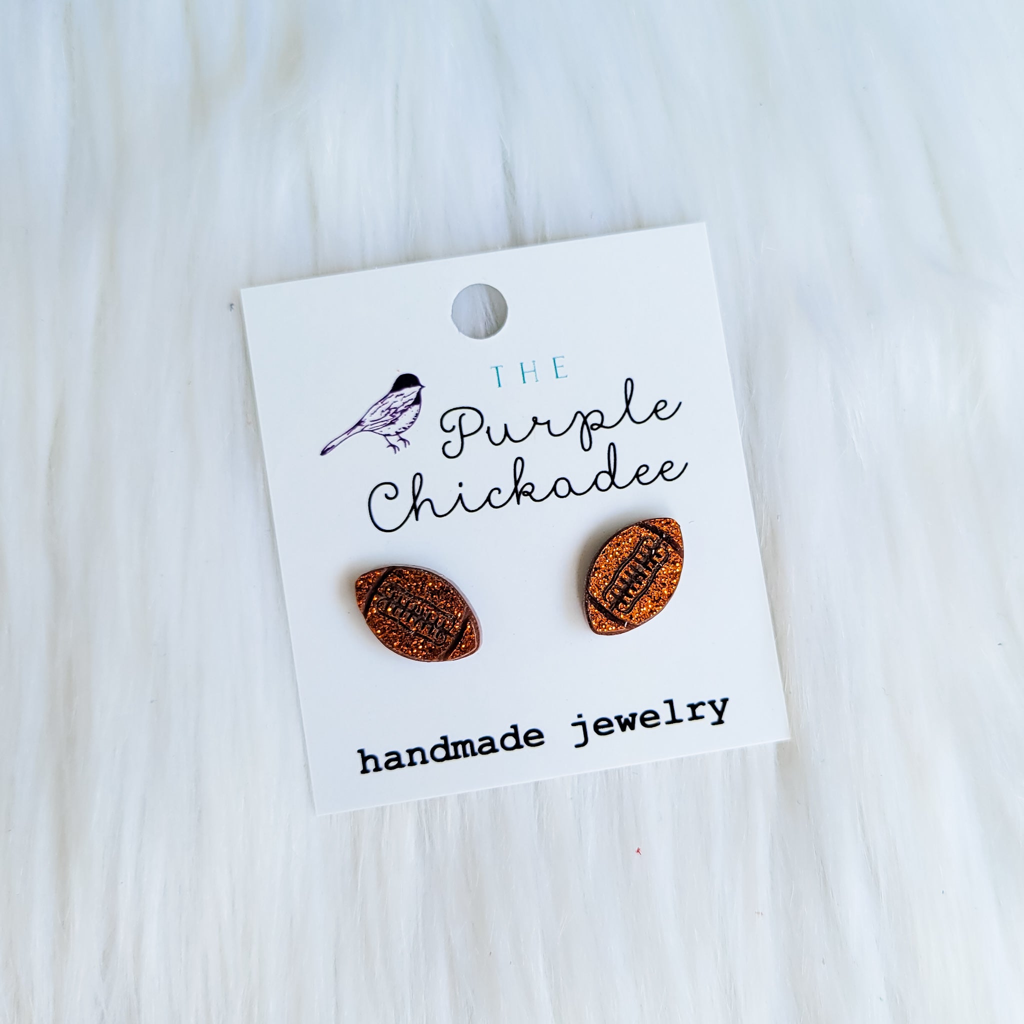 Glitter Football Acrylic Earrings - Titanium Hypoallergenic