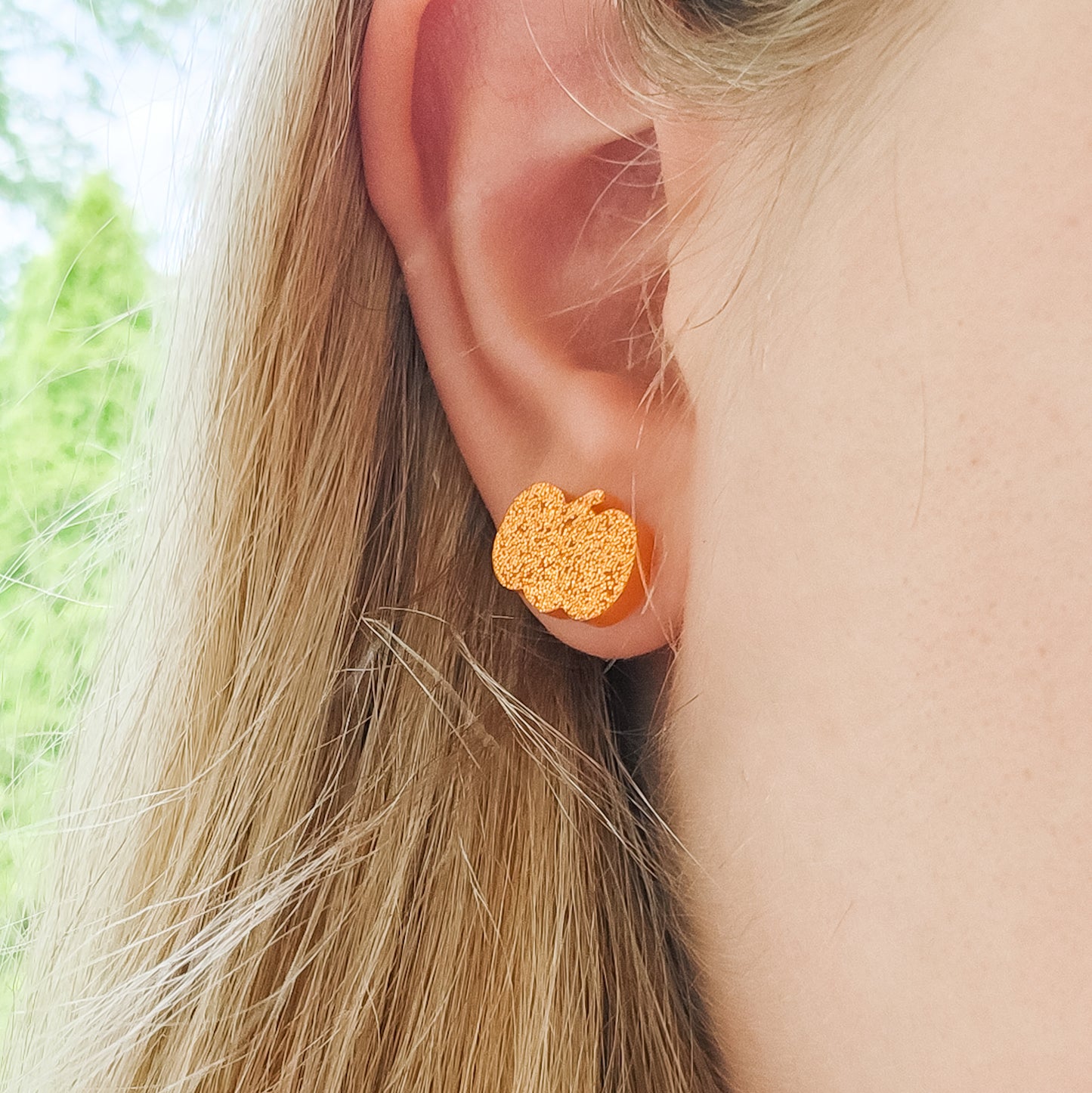 Orange Pumpkin Acrylic Earrings - Titanium Hypoallergenic