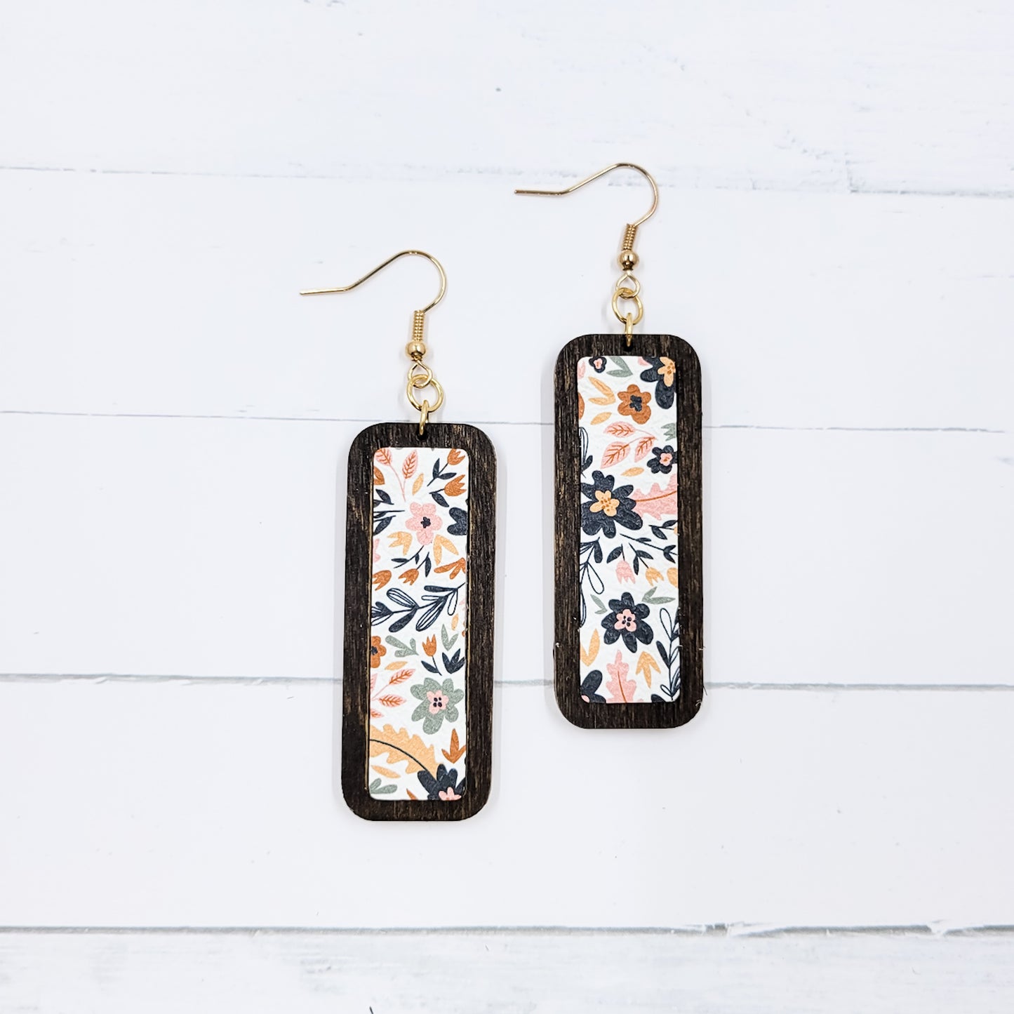 Wooden Bar - Spring Floral Leather Earrings