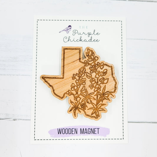 State Flower Shaped Wooden Magnets - Choose Your State