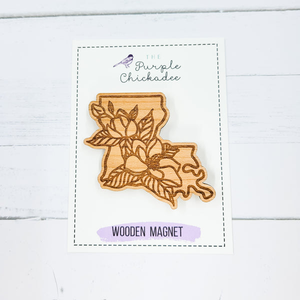 State Flower Shaped Wooden Magnets - Choose Your State