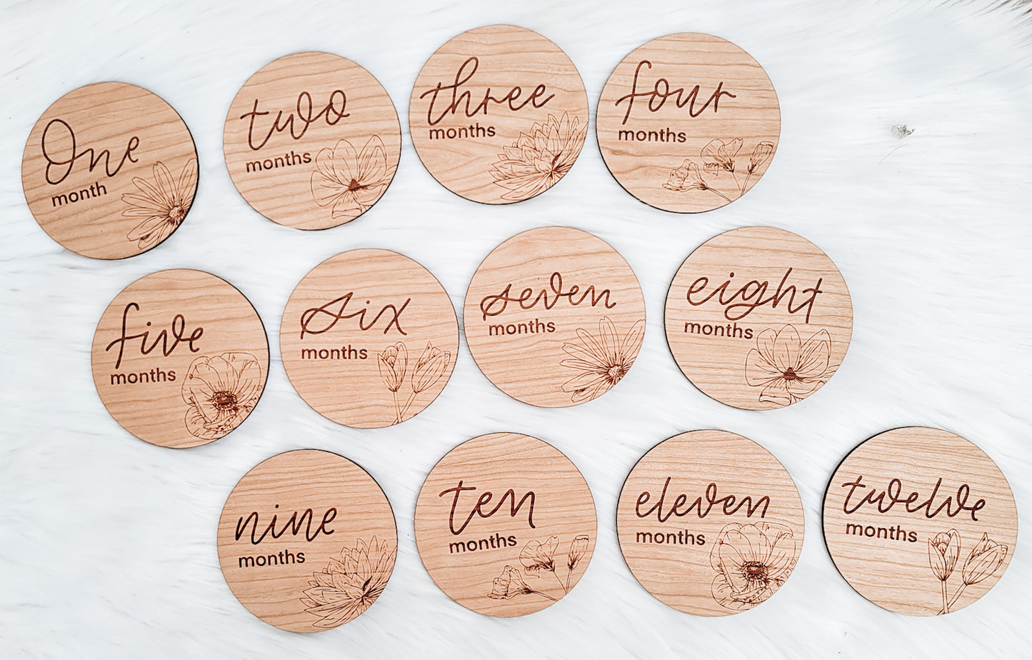 Floral Baby Milestone Monthly Wooden Markers