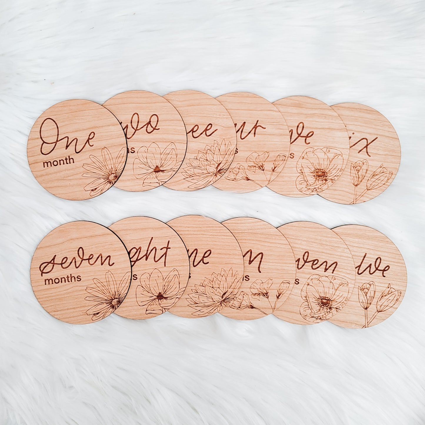 Floral Baby Milestone Monthly Wooden Markers