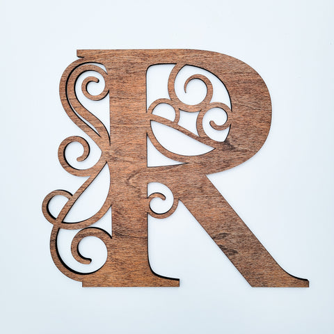Monogram Swirl Wooden Letter Wall Art