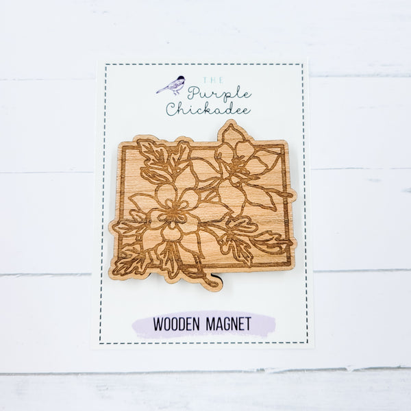 State Flower Shaped Wooden Magnets - Choose Your State