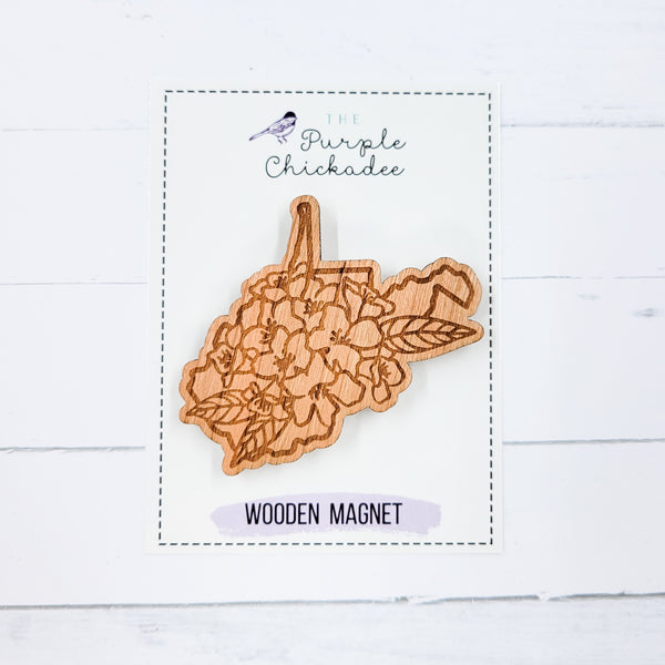 State Flower Shaped Wooden Magnets - Choose Your State
