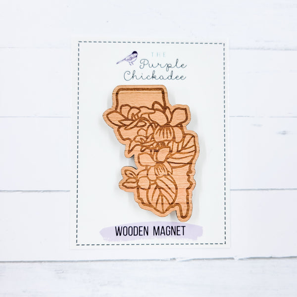 State Flower Shaped Wooden Magnets - Choose Your State