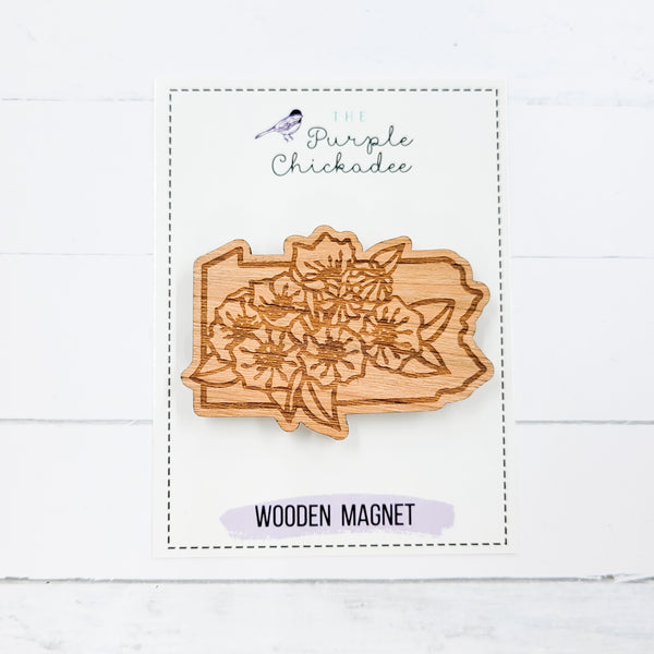 State Flower Shaped Wooden Magnets - Choose Your State