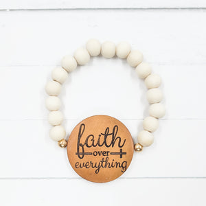 Faith over Fear Wooden Bead Stretch Bracelet