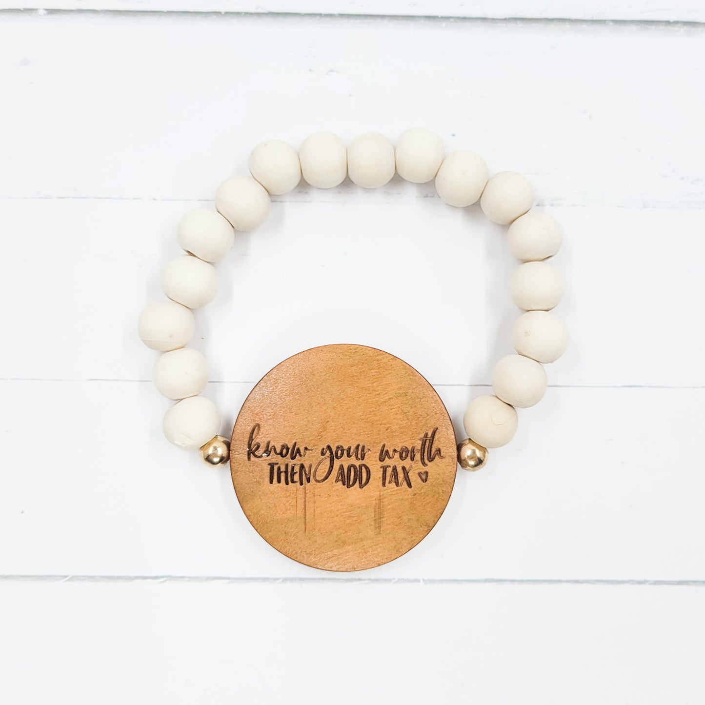 Know Your Worth Wooden Bead Stretch Bracelet
